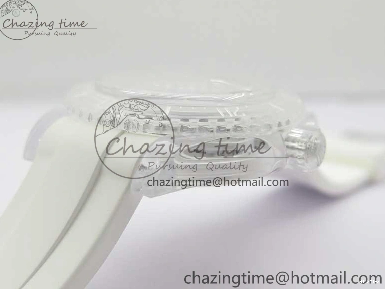 MiroTime 0129 Durable Submariner Phantomlab Transparent KZF Best Edition Blue Moon Dial on White Rubber Strap VR 2564